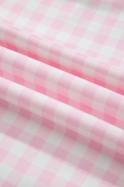 Plaid Polyester Pant Set Casual Wide Leg