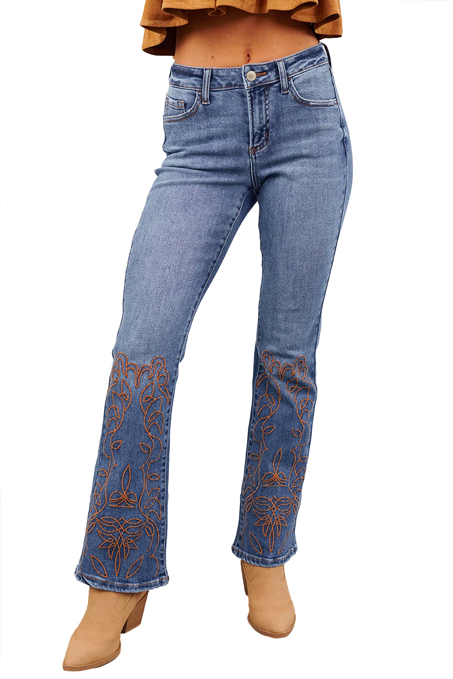 Ashleigh Blue Floral Embroidered Flare Jeans