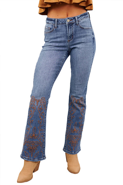 Ashleigh Blue Floral Embroidered Flare Jeans