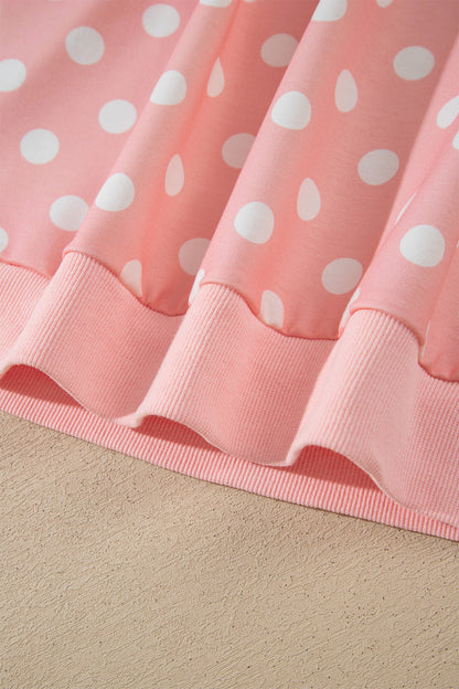 Khaki Polka Dot Hooded Long Sleeve Top Casual Mini Skort Set