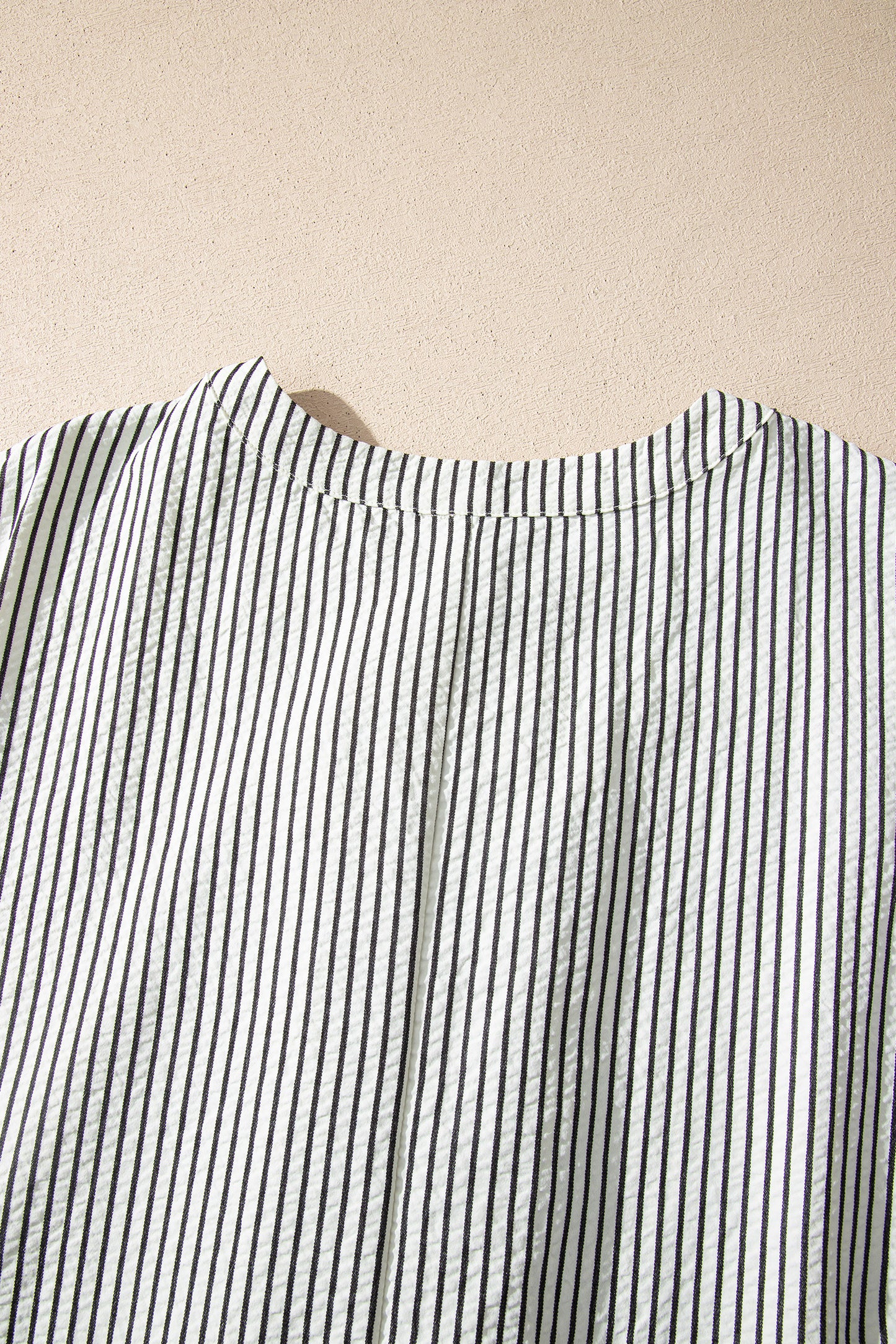 Black Stripe Ruffle Half-Button Short Sleeve Maxi Dress