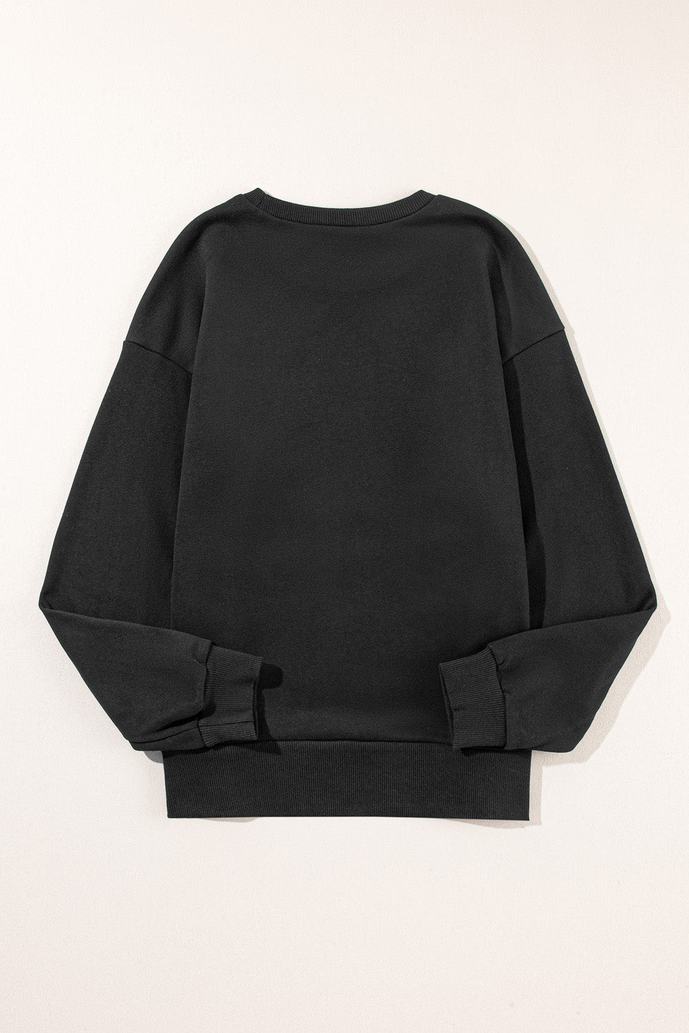 Black Snap Buttons Side Splits Pullover Sweatshirt