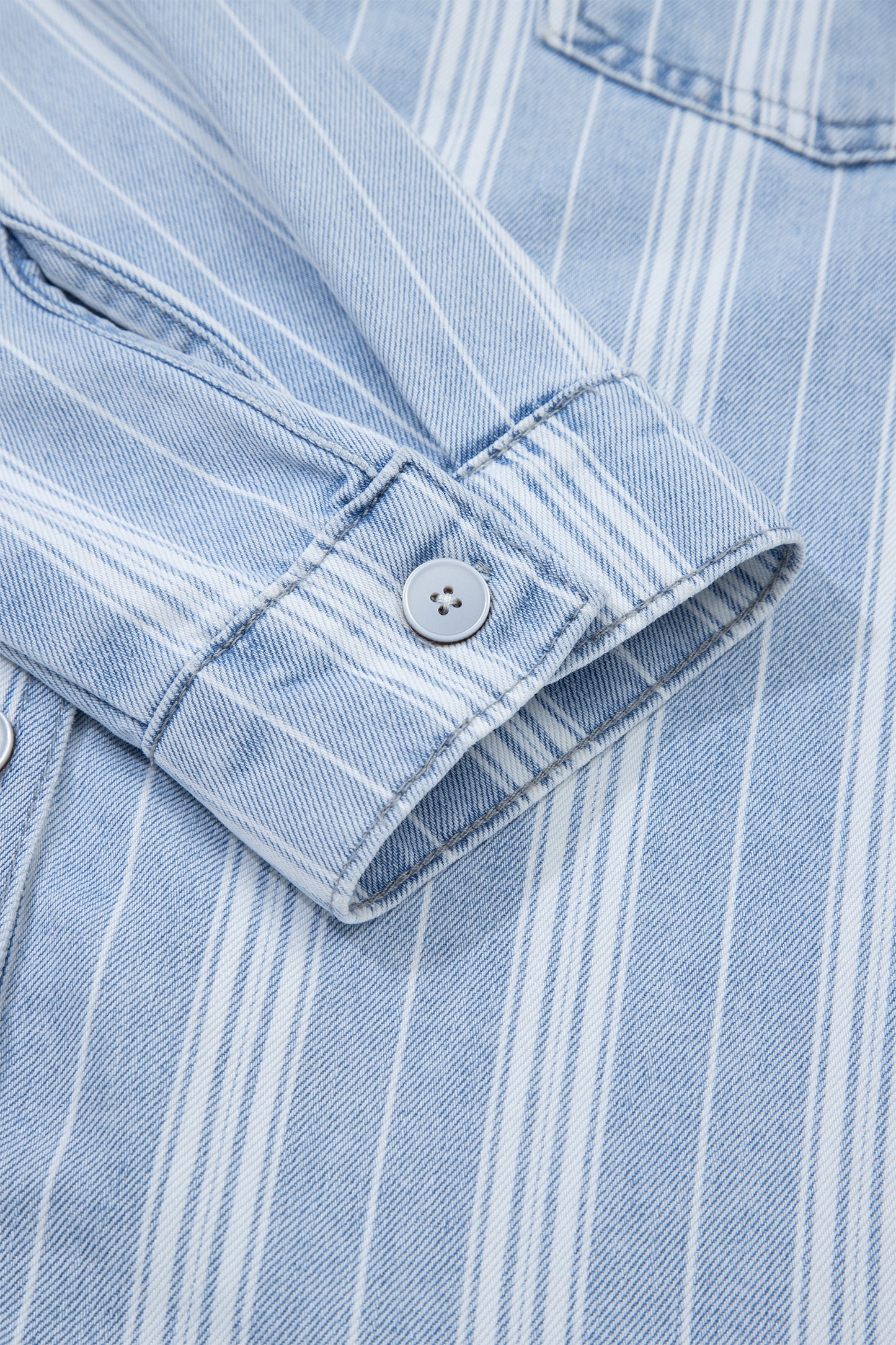 Striped Denim Shacket for Women Button Down Shirt Jacket