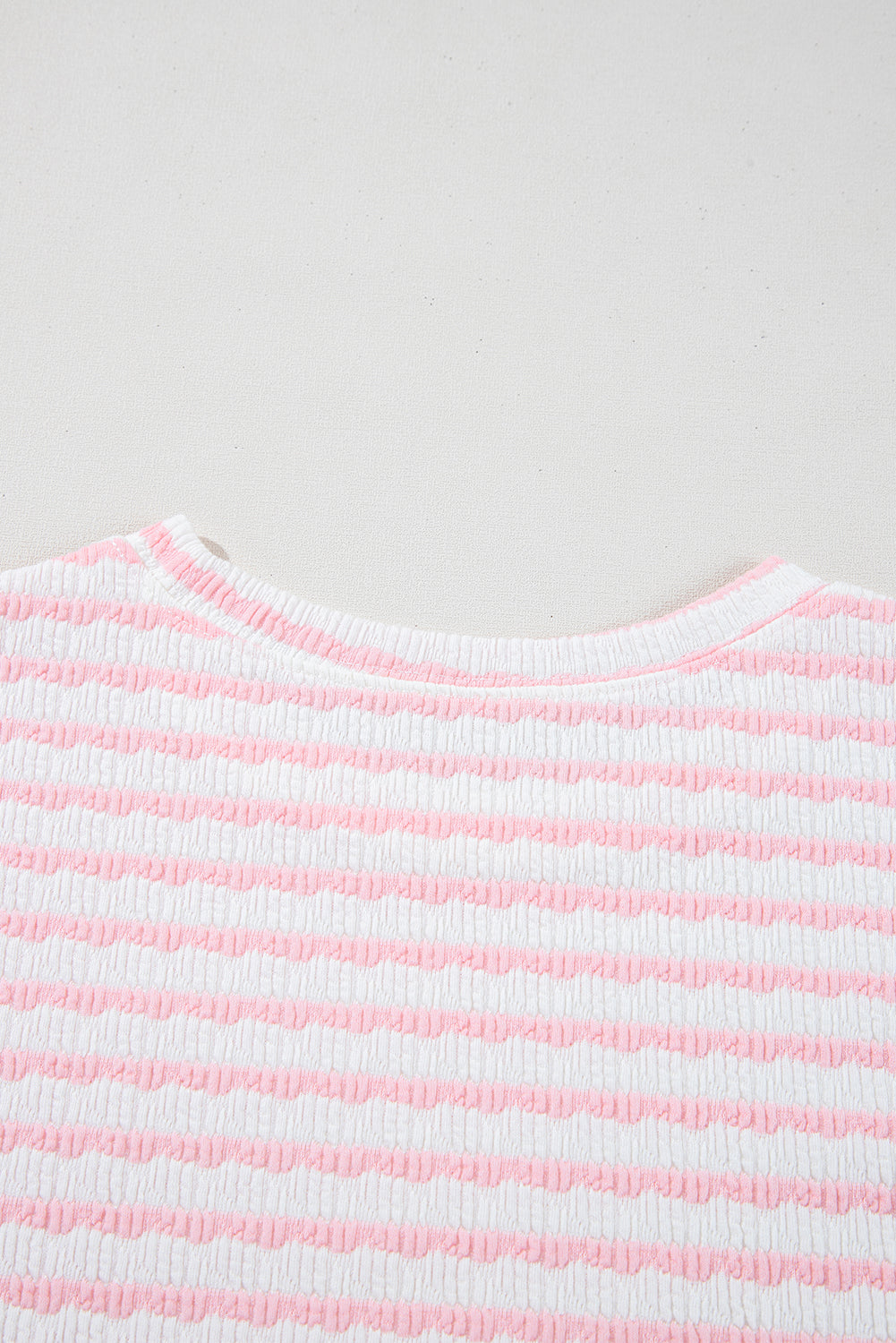Pink Stripe Textured Knit Lounge Set Drawstring Shorts