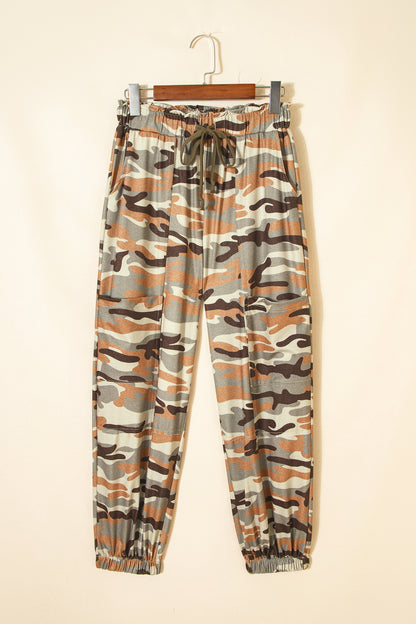 Camo Print Drawstring Elastic Waist Jogger Pants