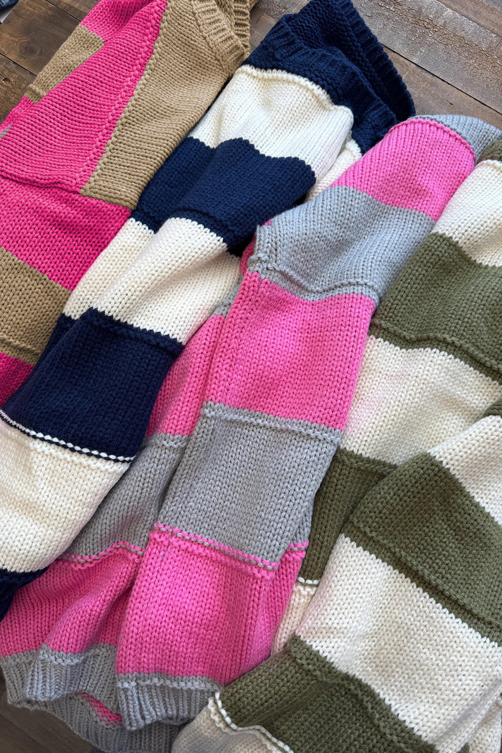 Plus Size Stripe Colorblock Drop Shoulder Sweater
