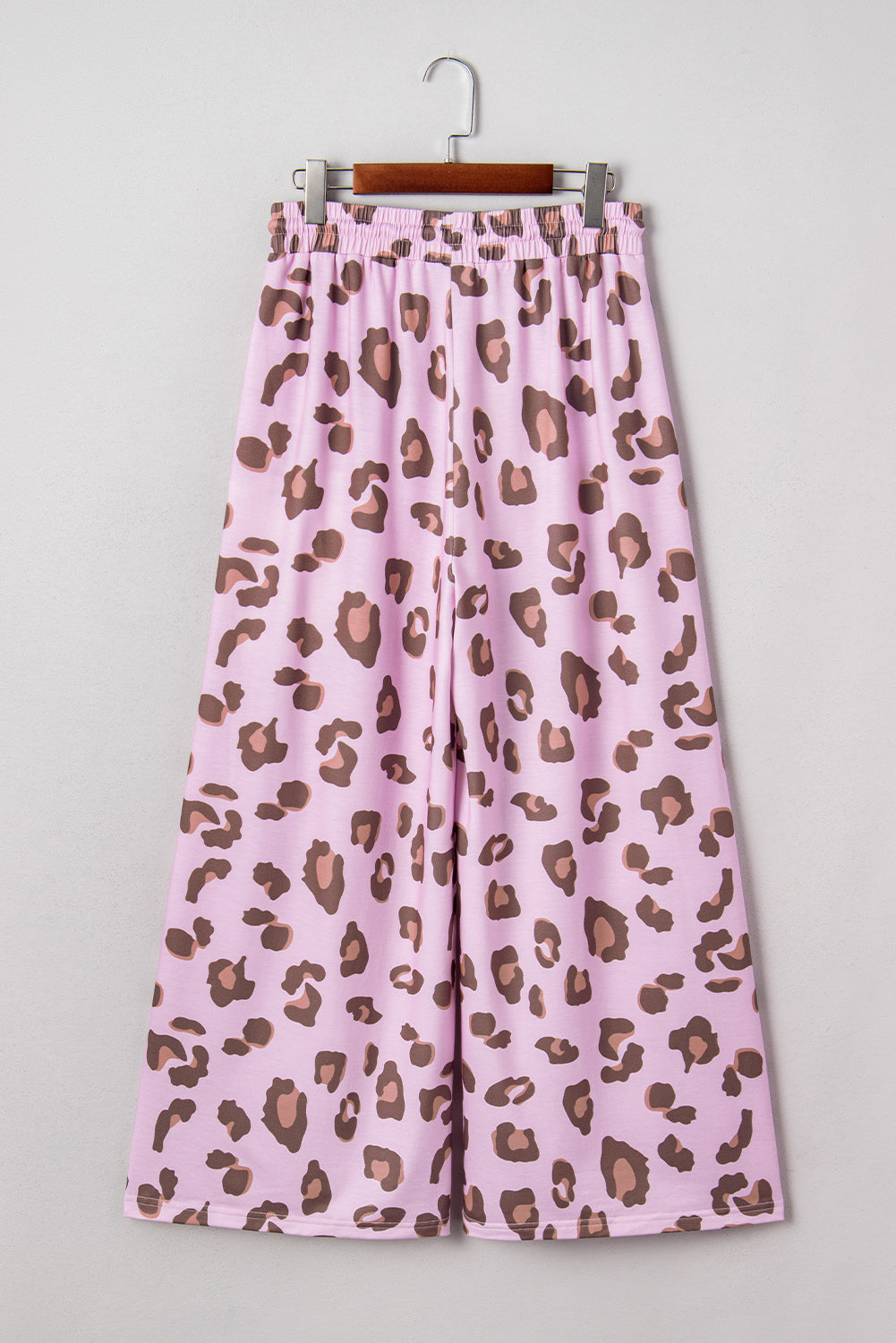 Leopard Print Wide Leg Drawstring Pants with Pockets