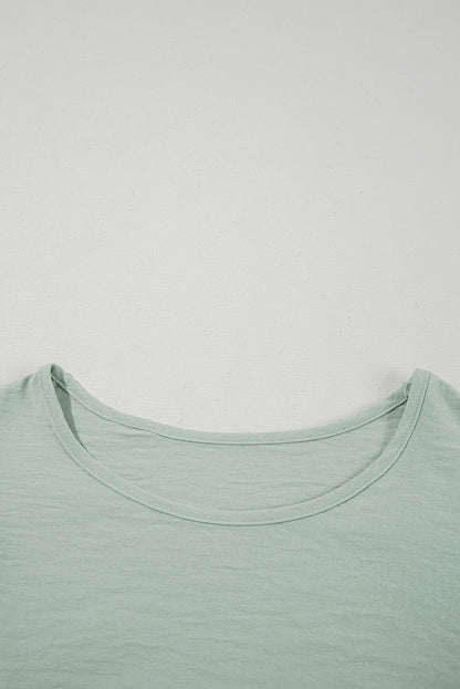 Clearly Aqua Ruffle Sleeve Summer Casual Blouse Top