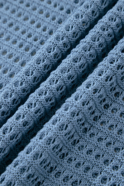 Myosotis Openwork Crochet Knit Round Neck Casual Sweater