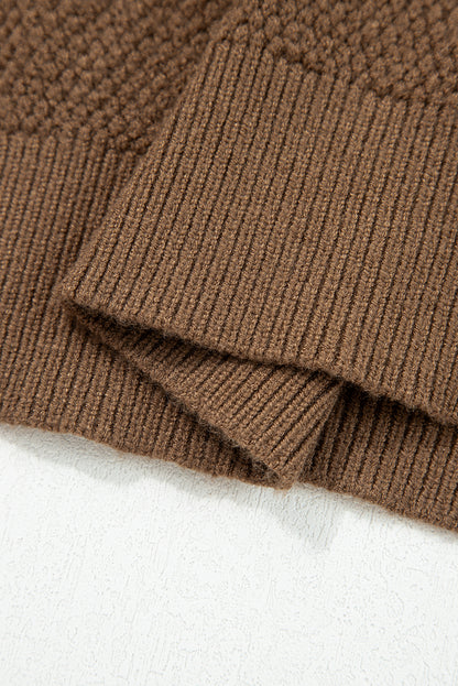 Parchment Color Block Knit Striped Sleeve Detail Casual Sweater