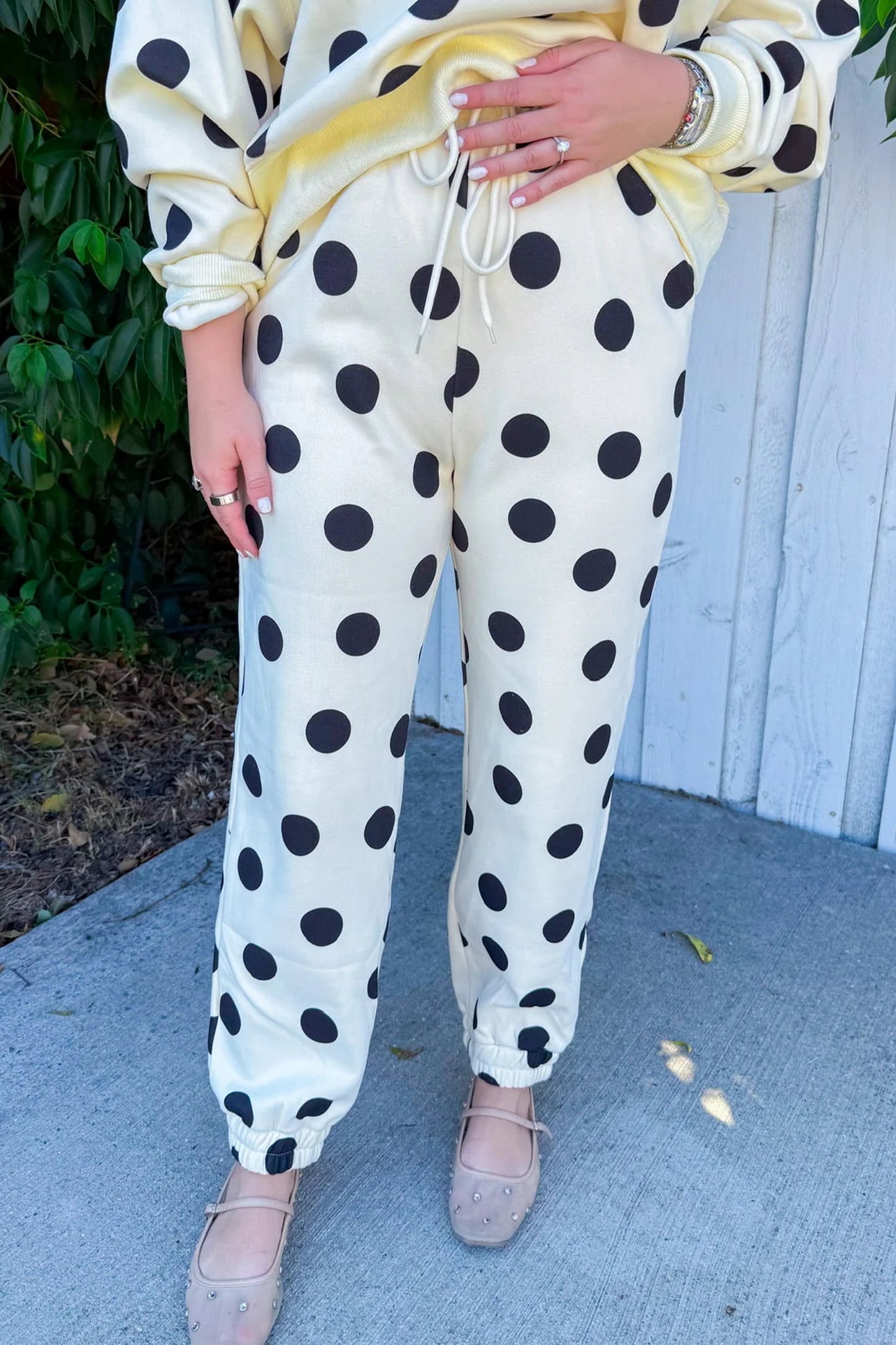 Polka Dot Lounge Set Crewneck Sweatshirt Jogger Set