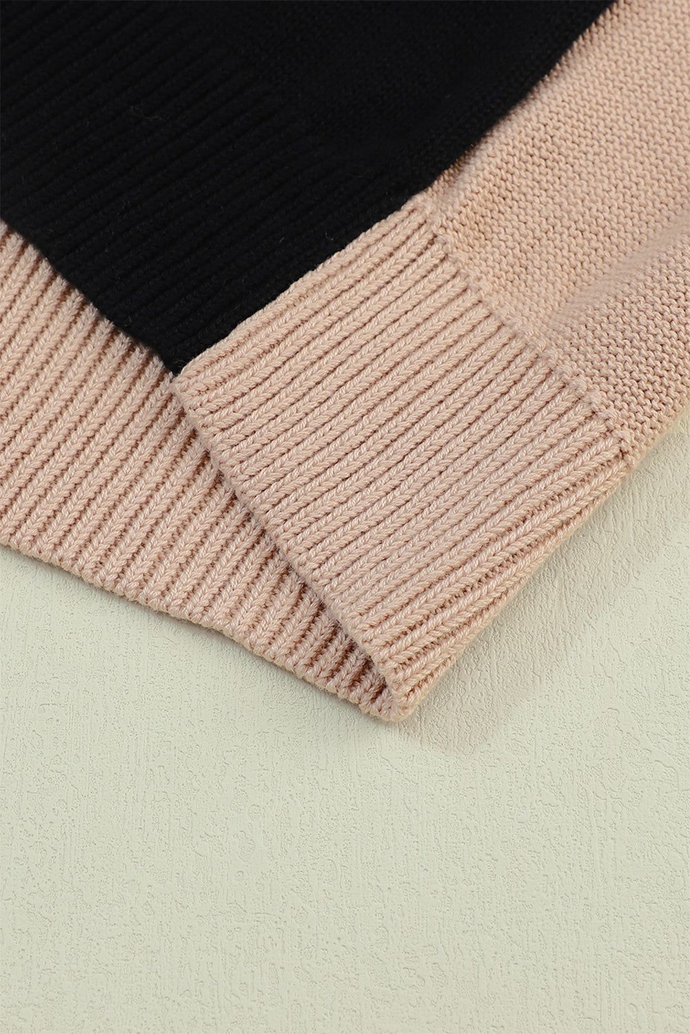 Colorblock Bishop Sleeve Ribbed Knit Sweater