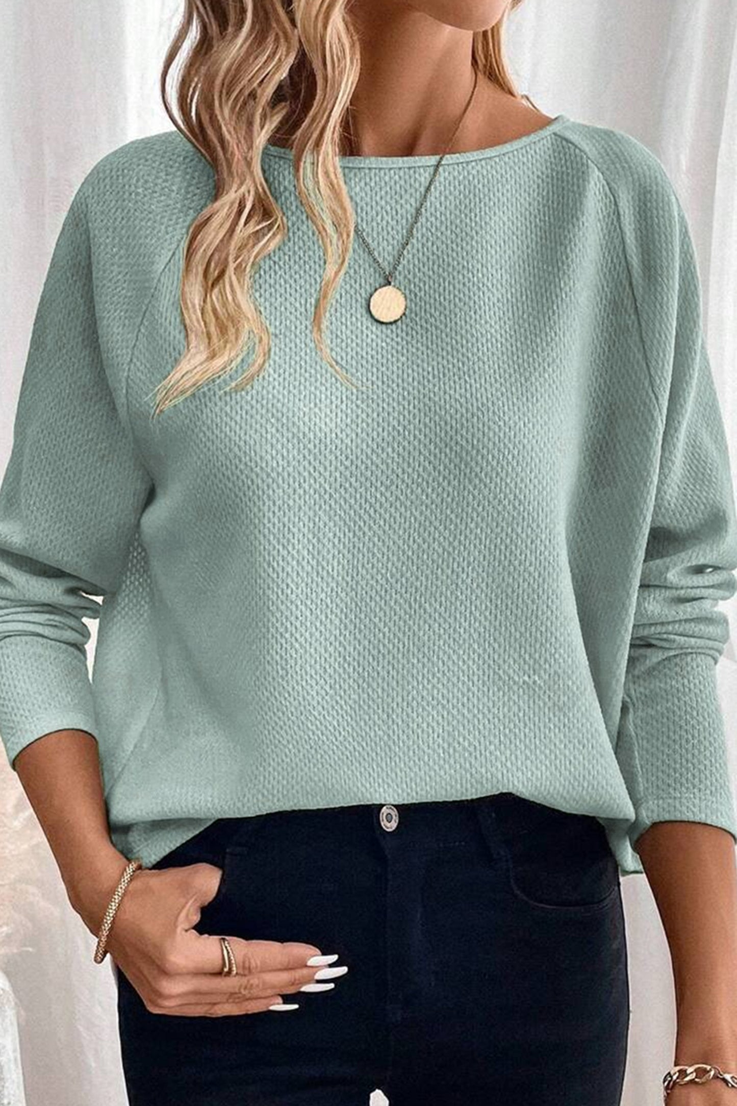 Moonlight Textured Raglan Sleeve Knit Top