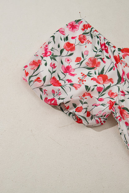 Plus Size Easter Floral Puff Sleeve Maxi Dress
