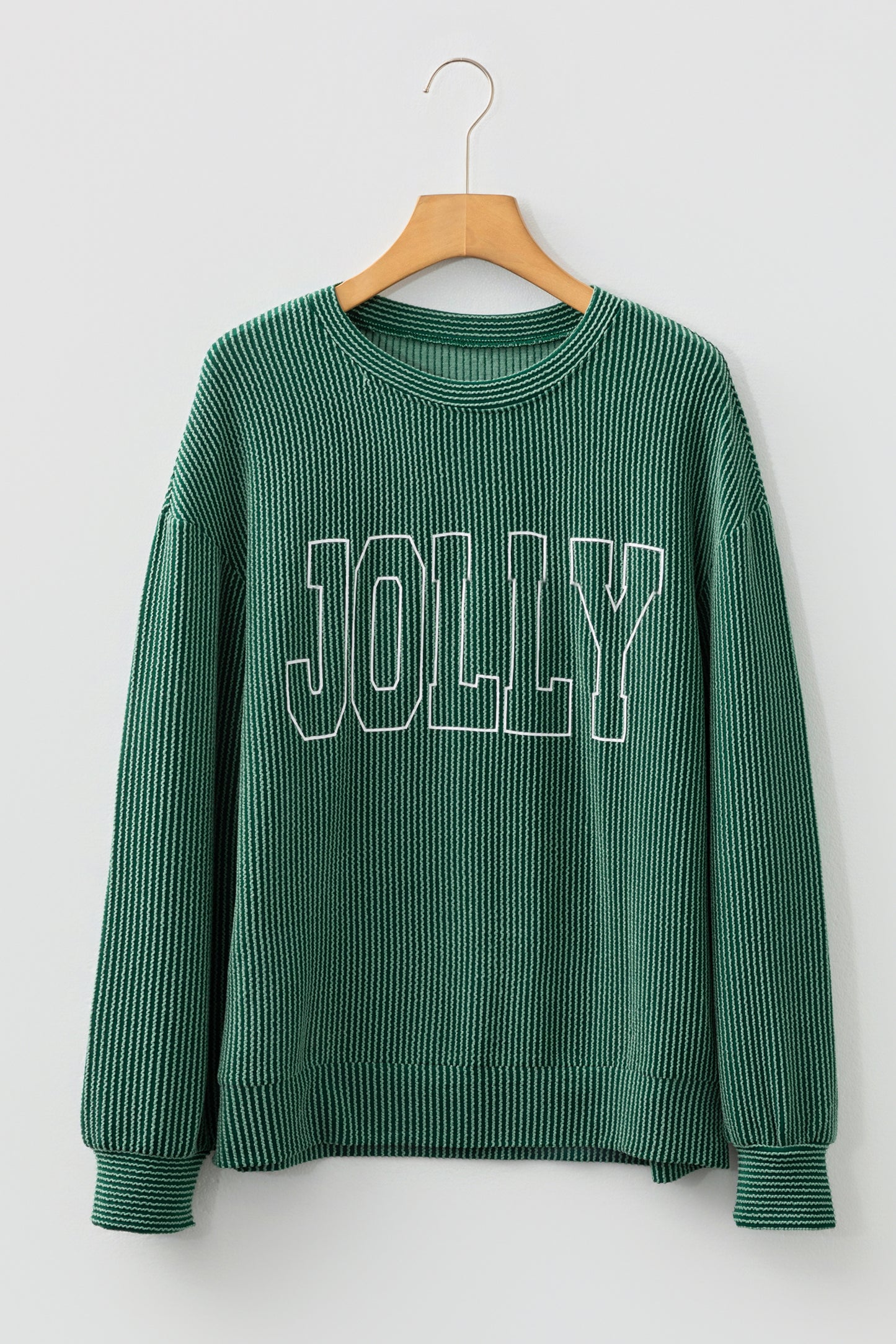 Corduroy MERRY Letter Christmas Pullover Sweatshirt