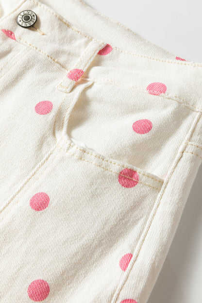 Blue Polka Dot Barrel Jeans High Waist Wide Leg Pants