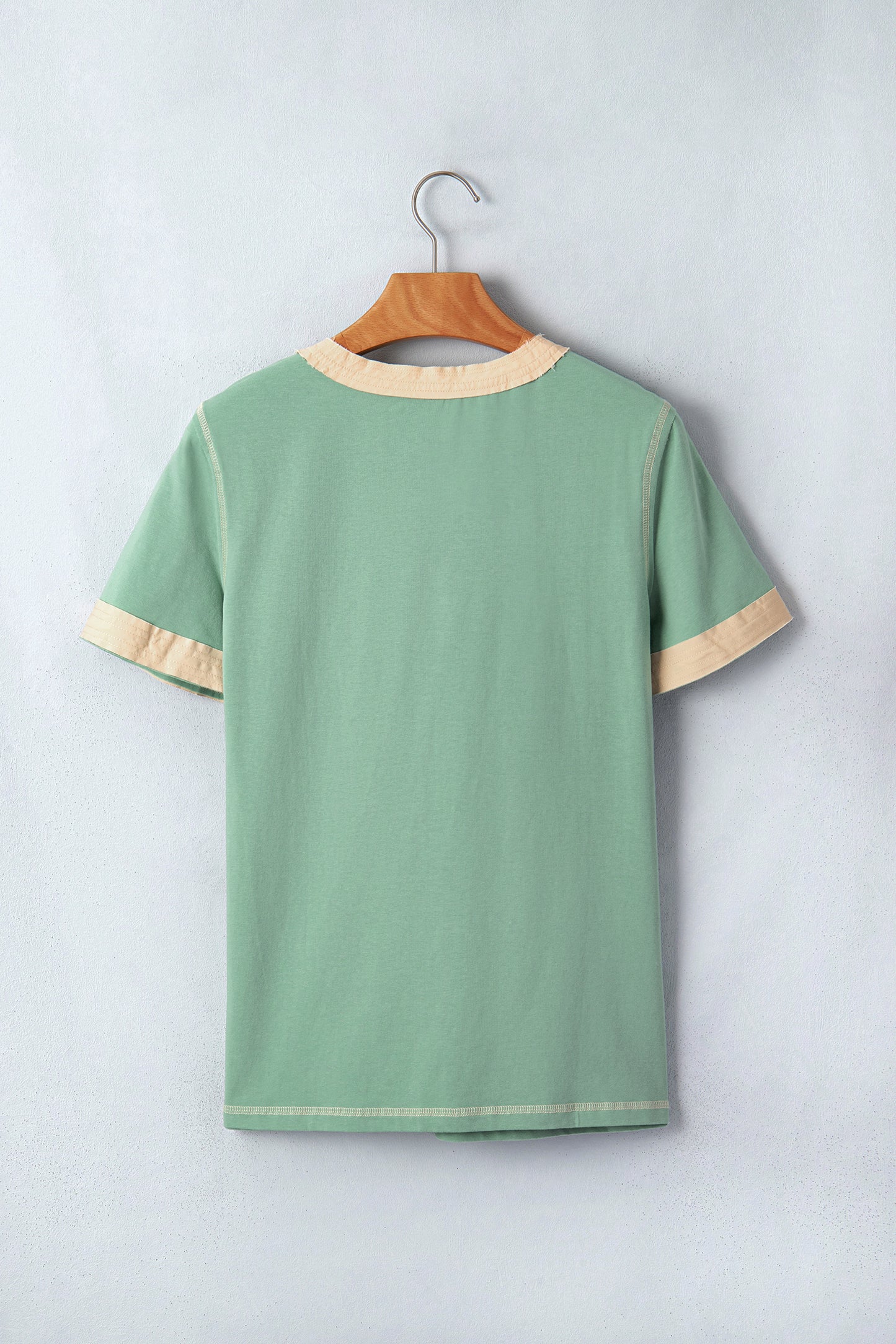 Short Sleeve Contrast Trim Button Henley Tee
