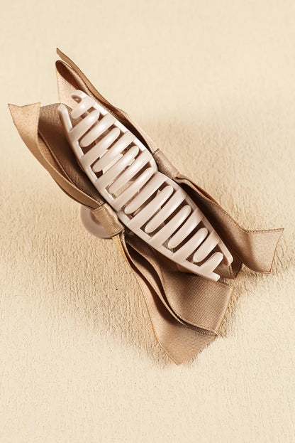 White Elegant Satin Bow Large Hair Claw Clip for Women