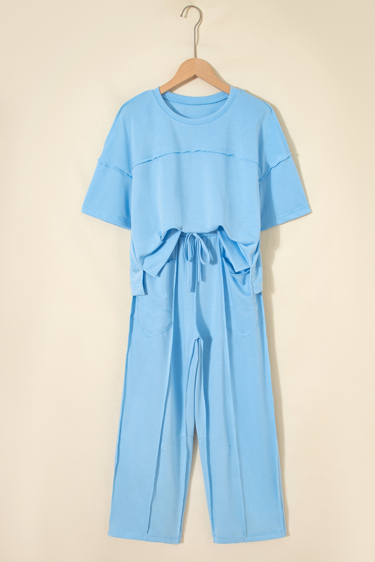 Boxy Tee and Wide Leg Pants Lounge Set Casual Outfit