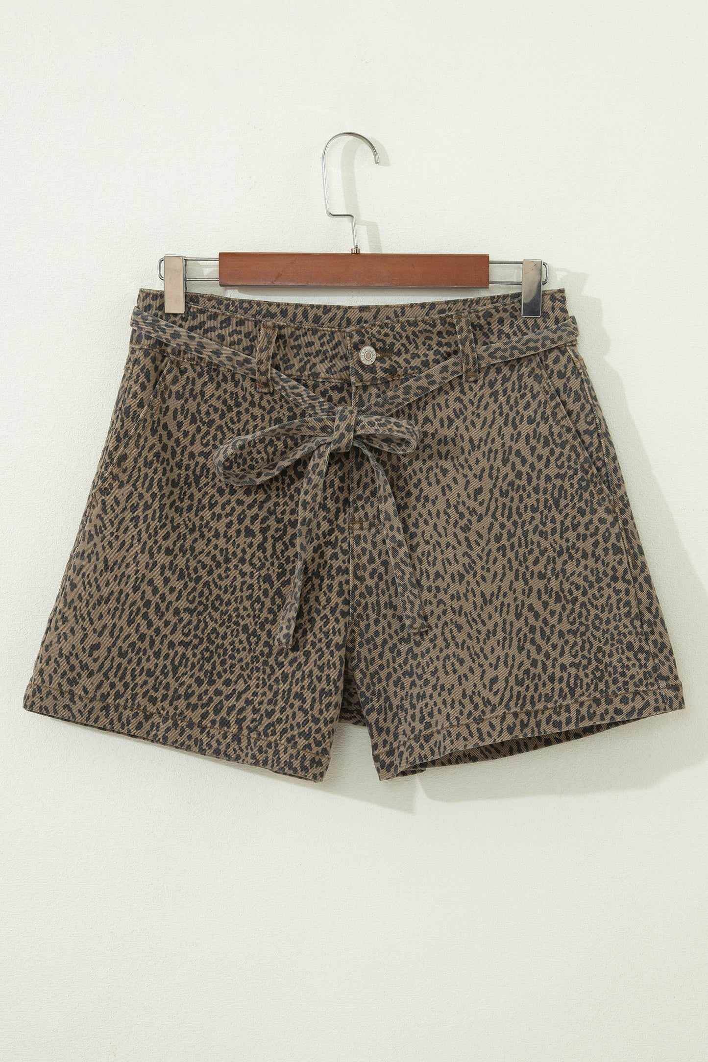 Leopard Print High Waist Loose Denim Shorts