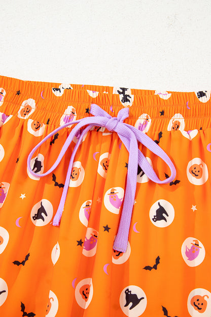 Women's Halloween Pumpkin Print Long Sleeve Pajama Set