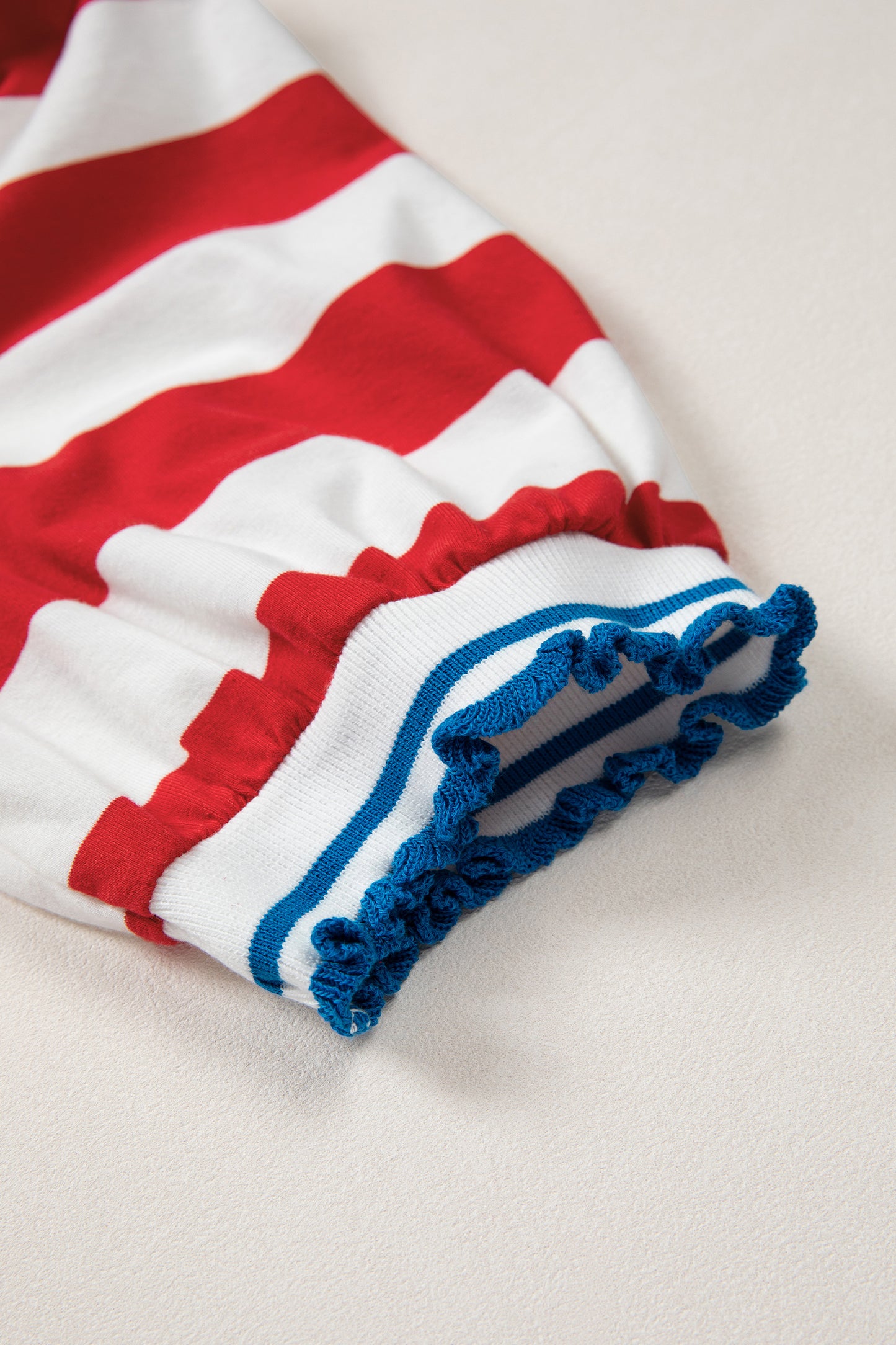 Red Stripe Puff Sleeve Dress Flag Day Independence