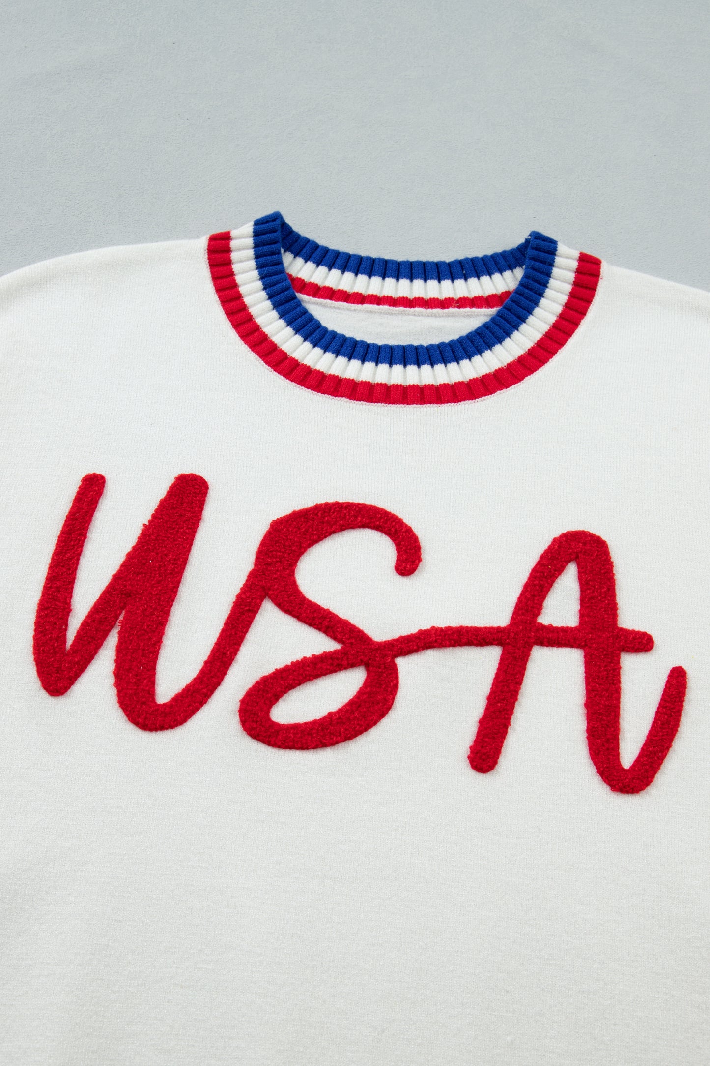 USA Graphic Knit Top Patriotic Flag Day Sweater