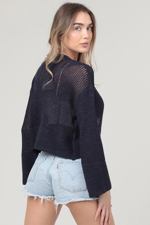Lightweight Open Knit Cropped Cardigan Sweater