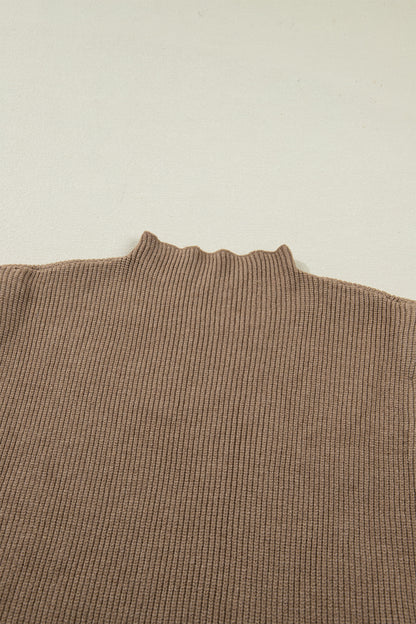 Western Ribbed Knit Mock Neck Sleeveless Sweater Top