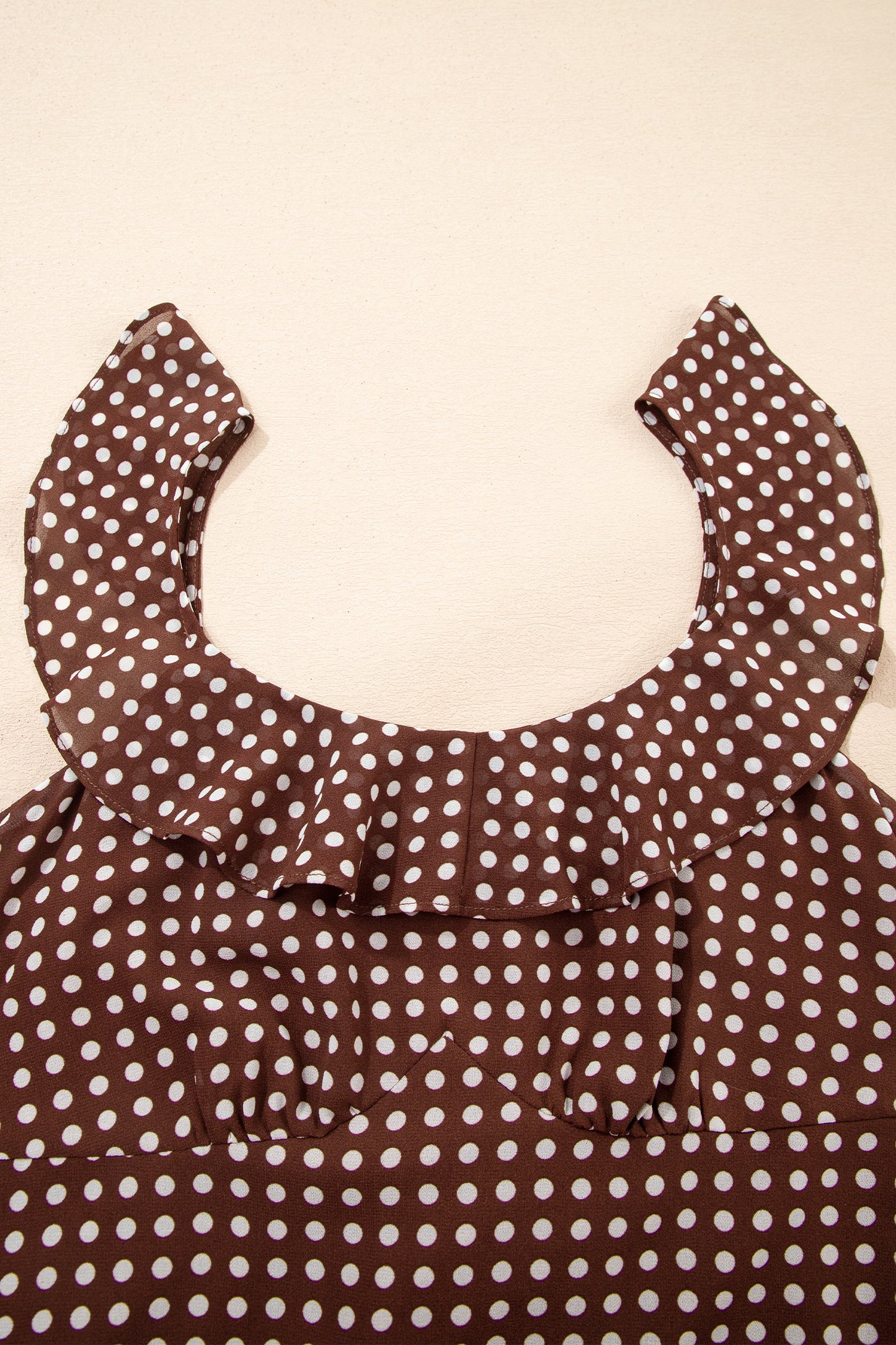Brown Polka Dot Ruffle Tiered Square Neck Maxi Dress