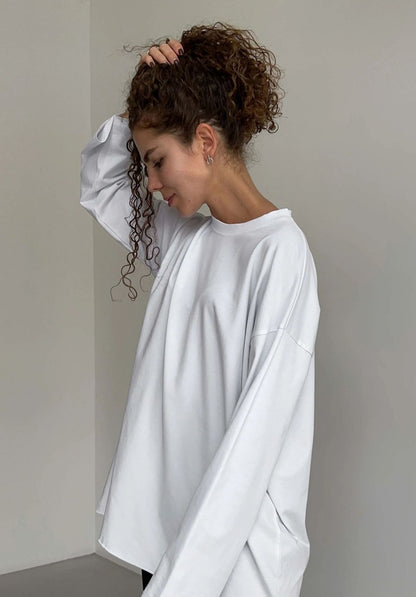 Loose Fit Cotton Long Sleeve Casual T Shirt for Women