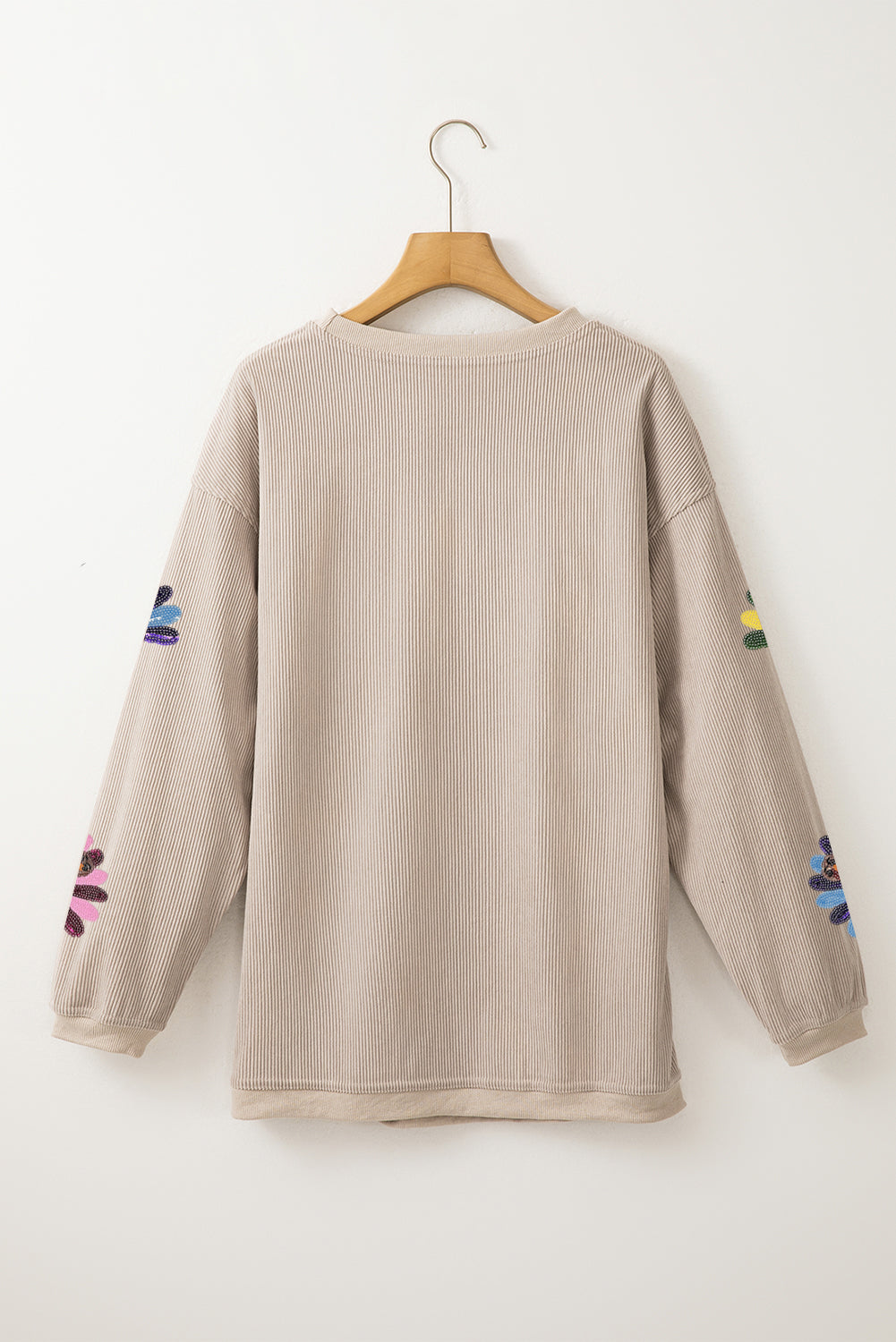 Sequined Turkey Corded Oversized Thanksgiving Sweatshirt