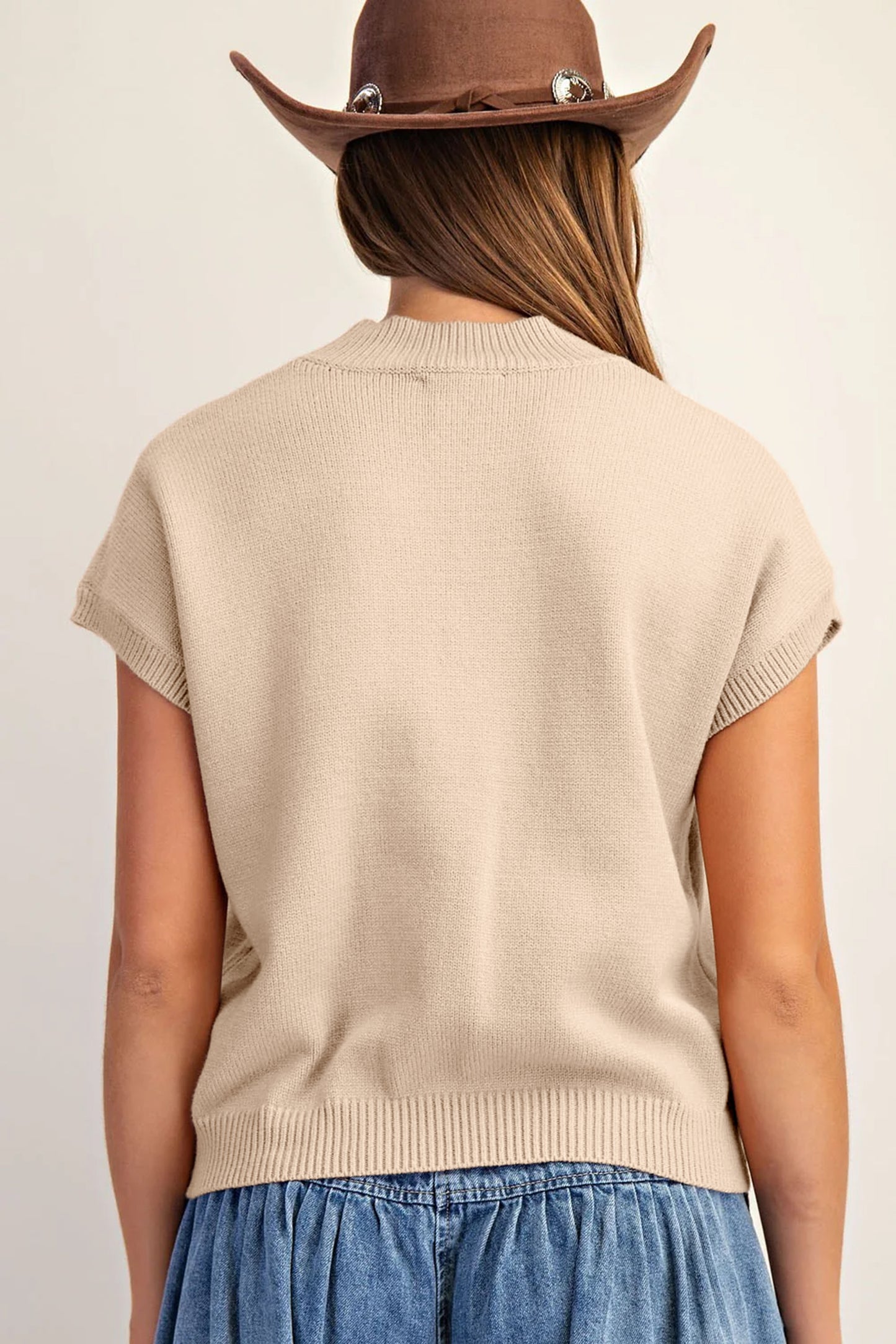 Western Horseshoe Knit Top Mock Neck Sweater Vest