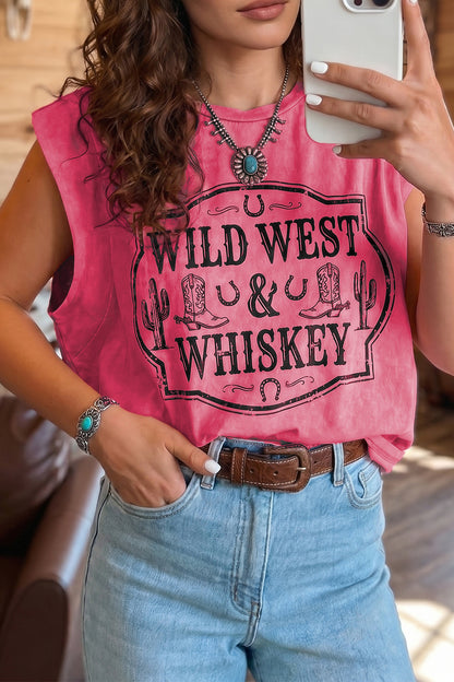 Bonbon Western Whiskey Graphic Sleeveless Tank Top Women