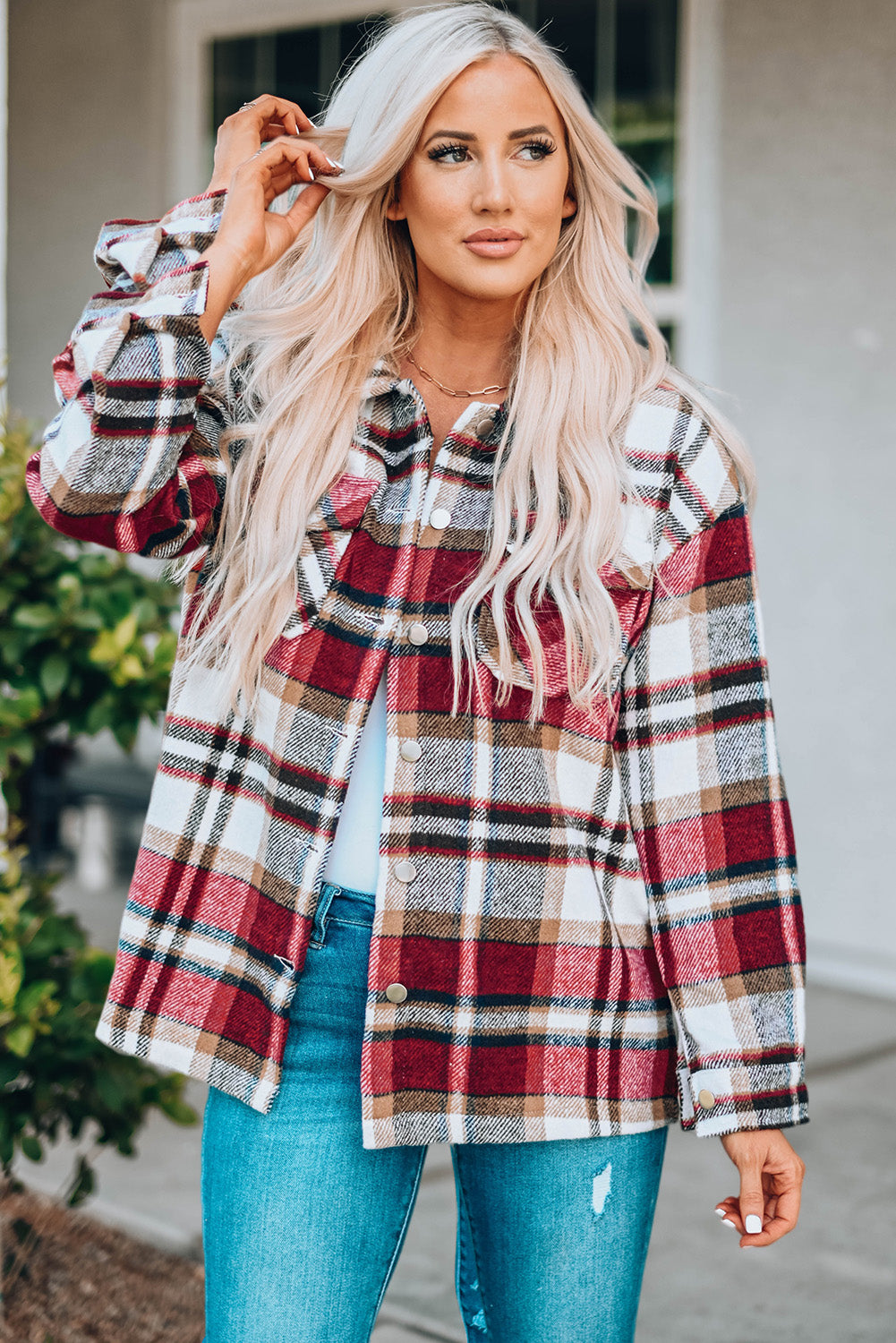 Plaid Button Down Oversized Shacket