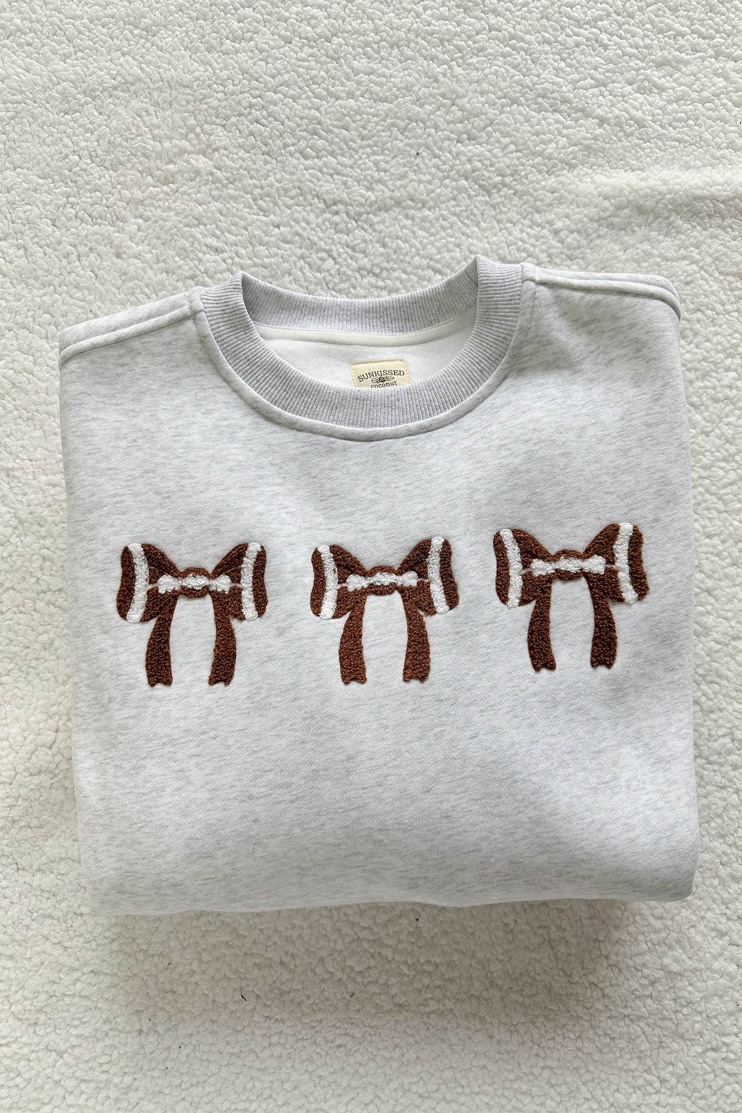Chenille Bow Embroidered Game Day Oversized Sweatshirt