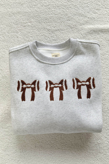 Chenille Bow Embroidered Game Day Oversized Sweatshirt
