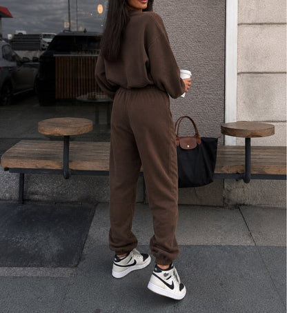 Womens Corduroy Sweatshirt Joggers Two Piece Set