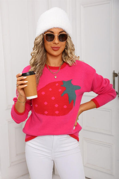 Cute Strawberry Knit Sweater – Valentine’s Day Pullover
