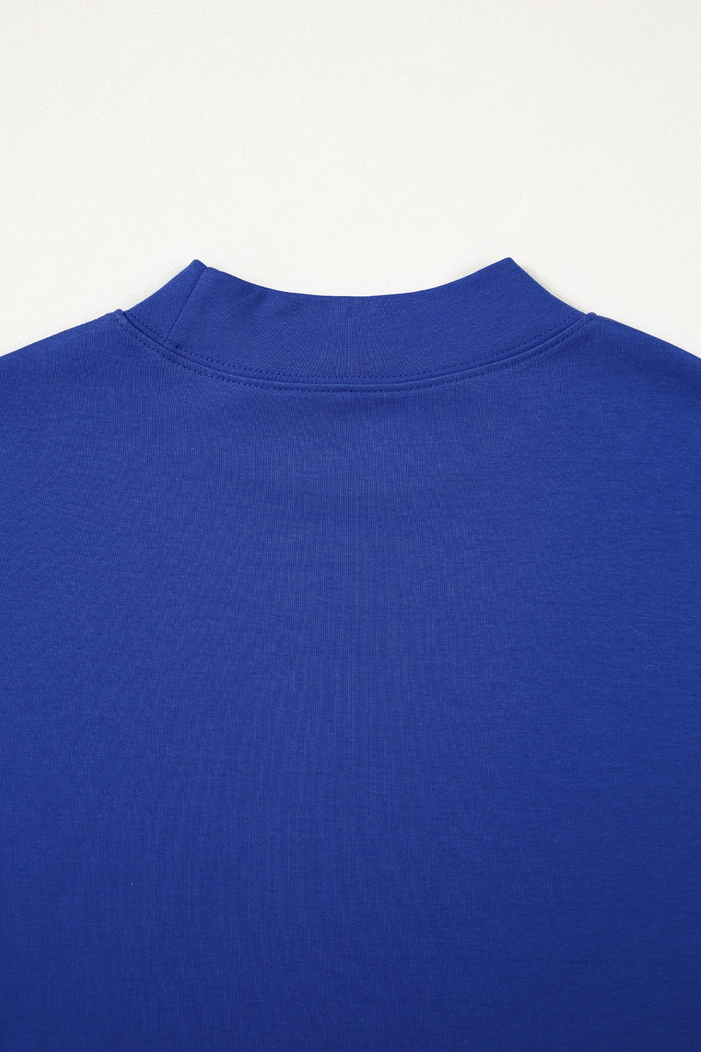 Dark Blue Oversized Mock Neck Tee Casual Relaxed Top