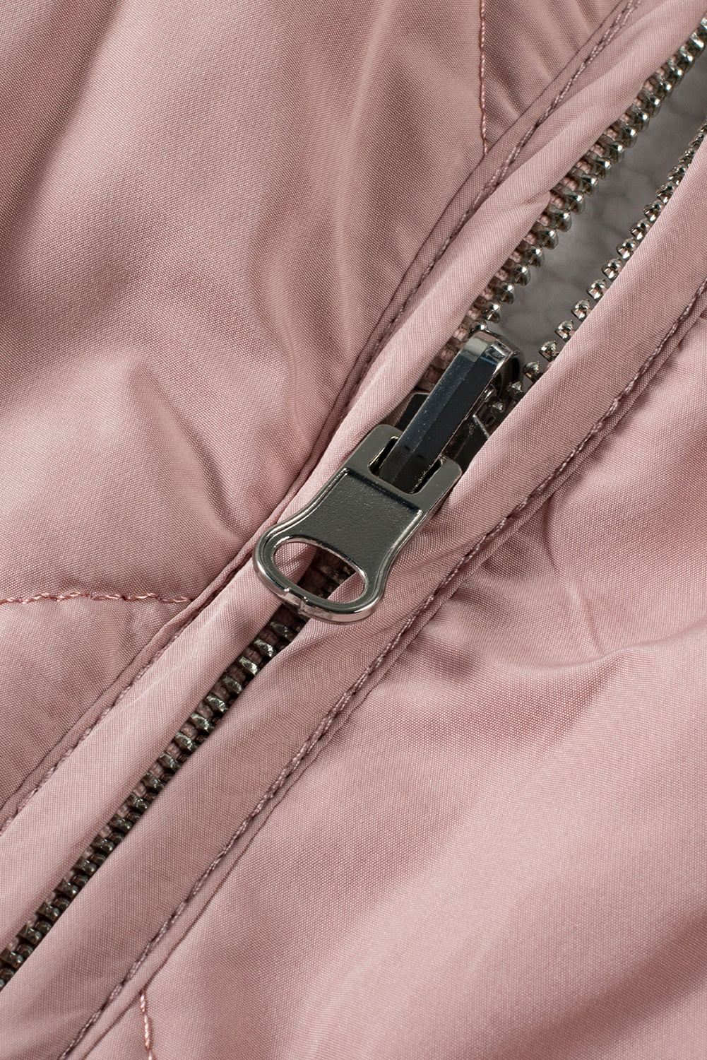 Pink Fleece Lined Quilted Zip Up Vest Jacket