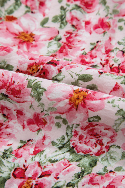 Pink Floral Lace Strap Empire Waist Maxi Dress