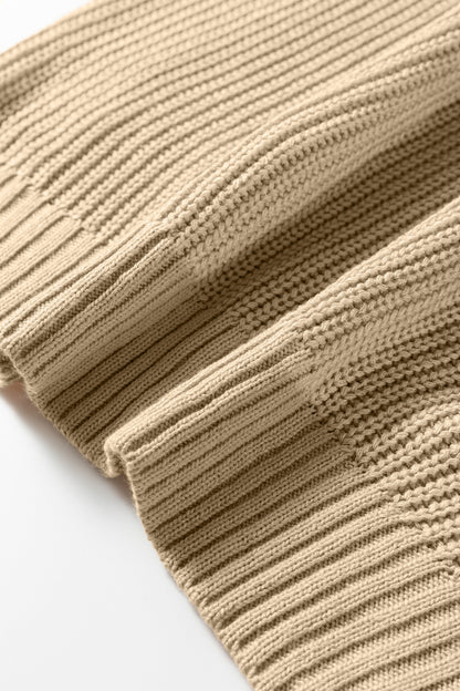 Light French Beige Contrast Short Sleeve Patchwork Sweater