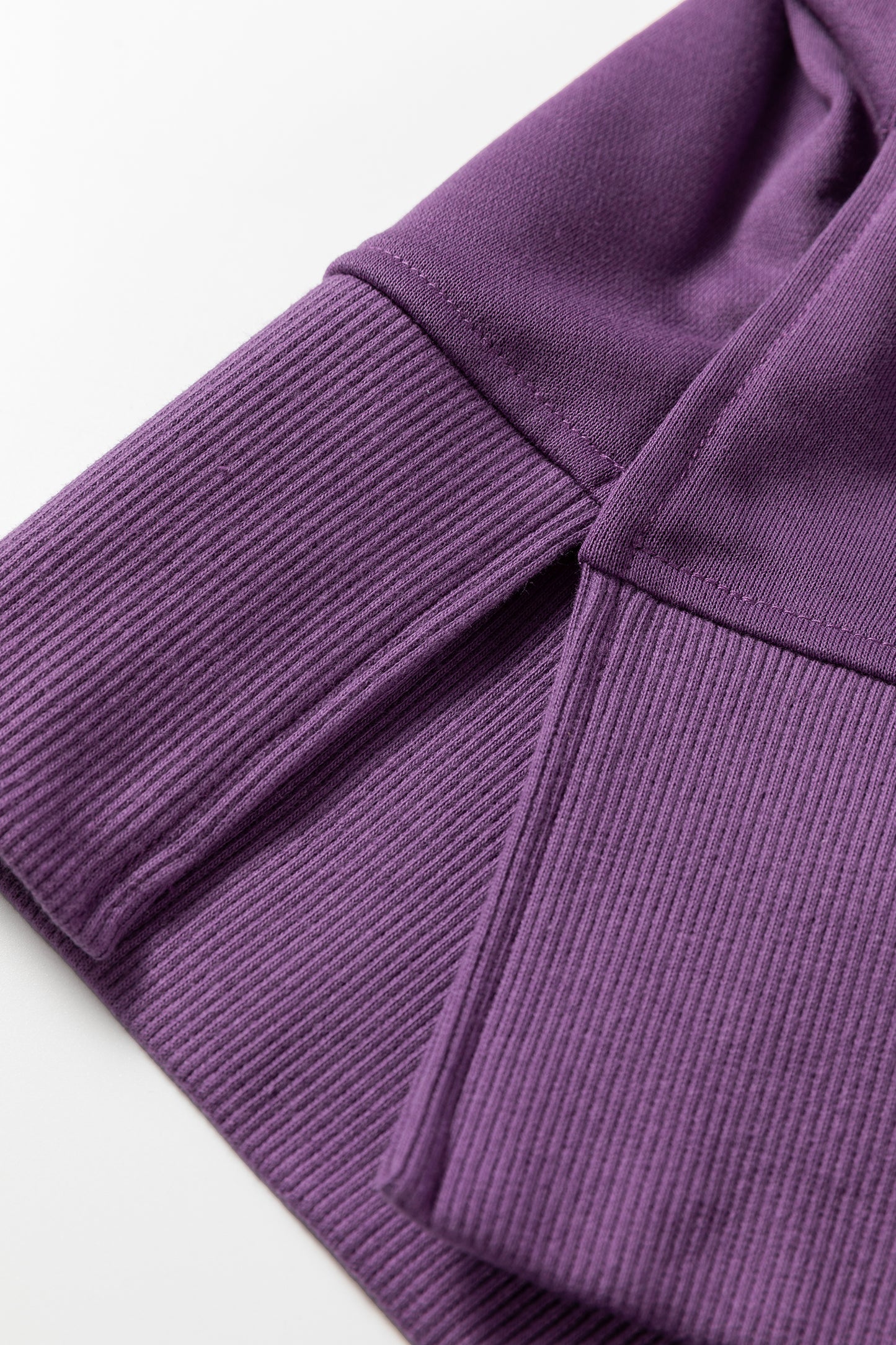 Solid Oversize Slit Sweatshirt with Ribbed Leggings Set