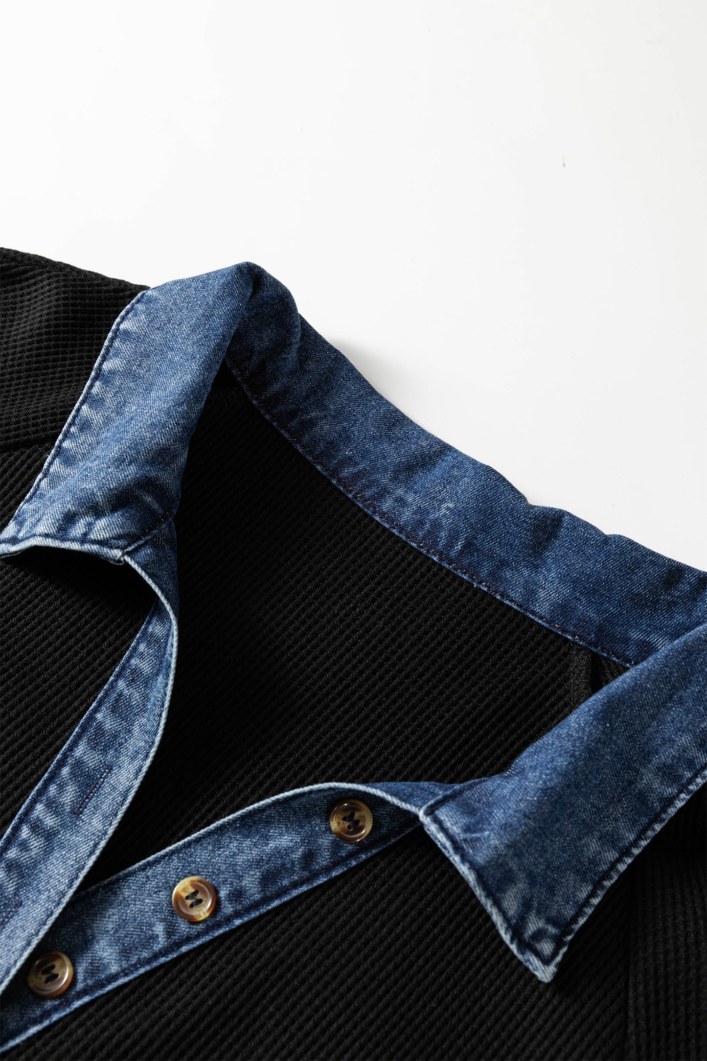 Black Colorblock Plus Size Denim Collar Shift Dress