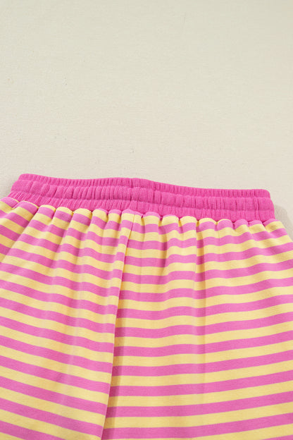 Striped Two Piece Lounge Set Womens Tee and Shorts