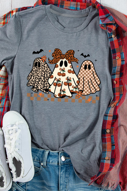 Halloween Ghost Trio Graphic Crew Neck Tee