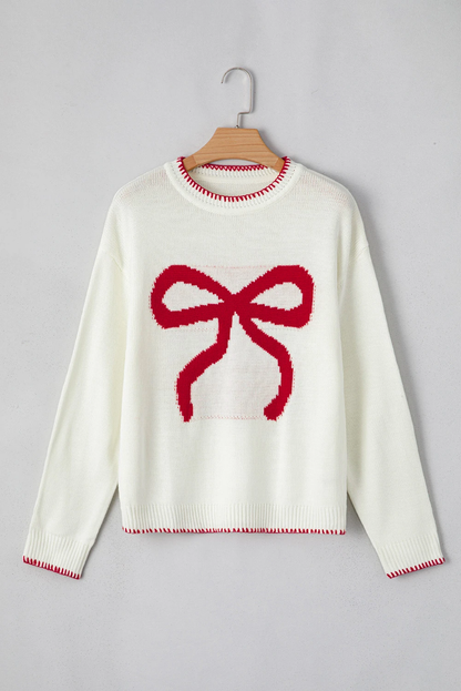 Christmas/Valentine’s Day Bow Knit Sweater Holiday Pullover