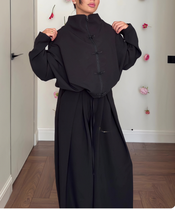 Women's Casual Matching Set Button Front Top Wide Leg Pants