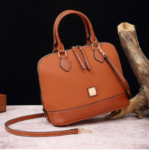 Vintage Pebbled PU Leather Dome Satchel Handbag